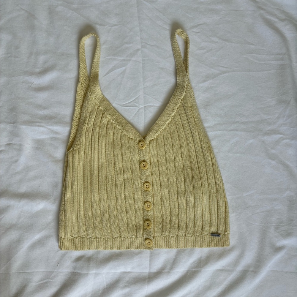 Hollister Yellow Button Up Knitted Tank Top